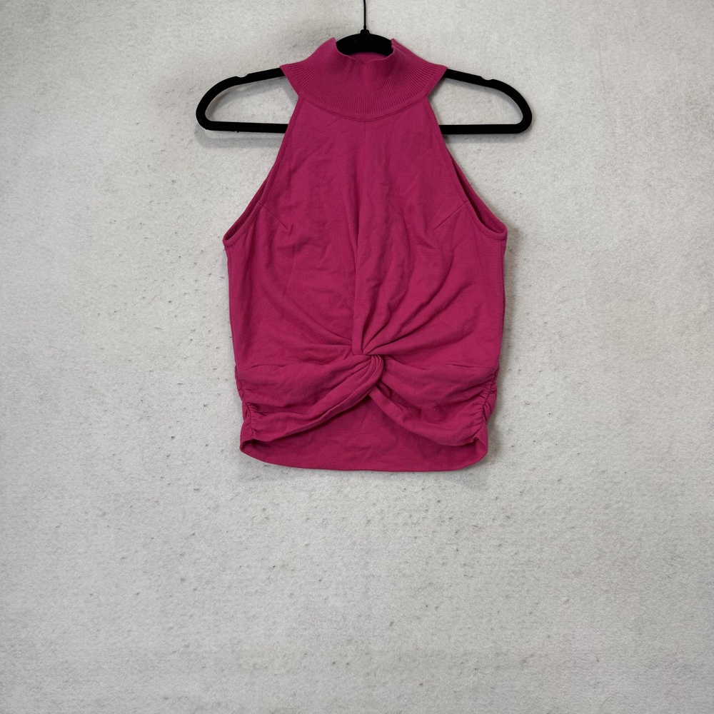 Paola Bernardi Tank Top Womens Large Pink Halter Twist Front Sleeveless Cropped